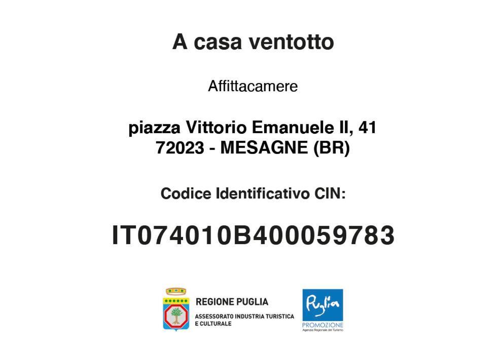 A Casa Ventotto Bed and Breakfast Mesagne Eksteriør billede